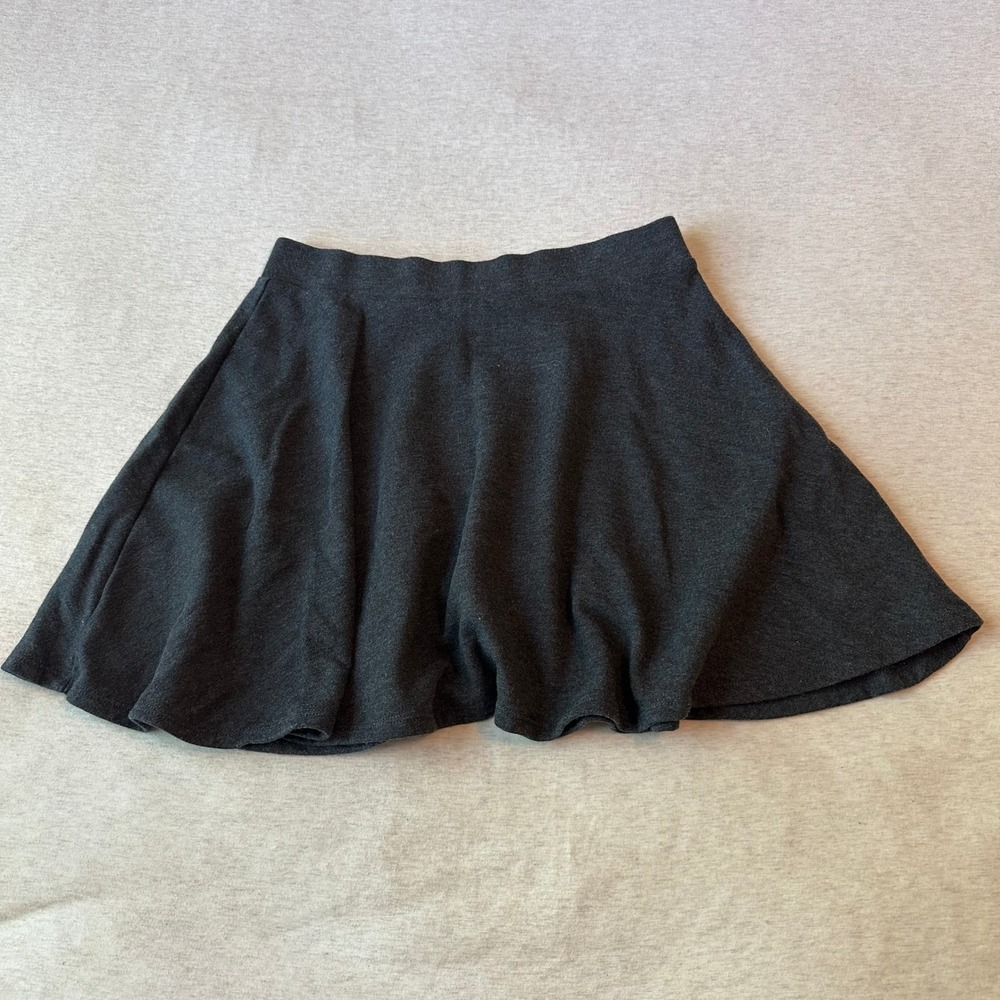 Forever 21 Womens Skater Skirt Heather Charcoal Gray Jersey Knit Mini Large